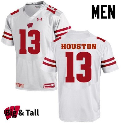 Men's Wisconsin Badgers NCAA #13 Bart Houston White Authentic Under Armour Big & Tall Stitched College Football Jersey QM31N68DB